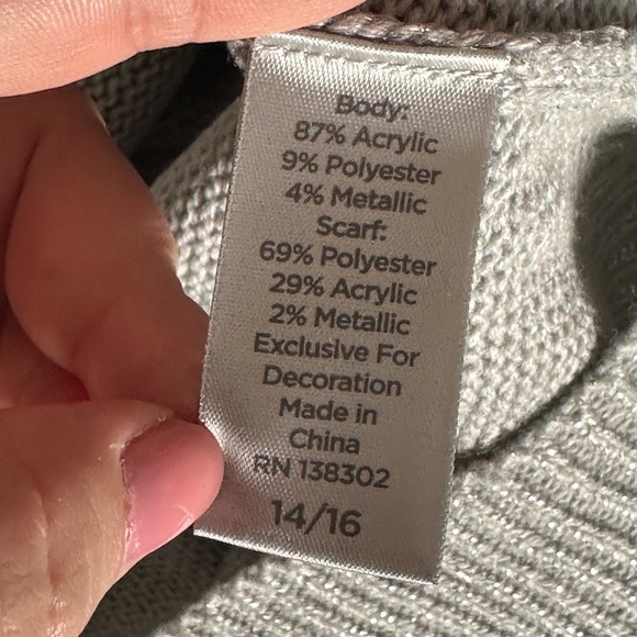 Avenue Metallic Silver Crewneck Sweater Size14/16 Plus Holiday - Picture 6 of 7